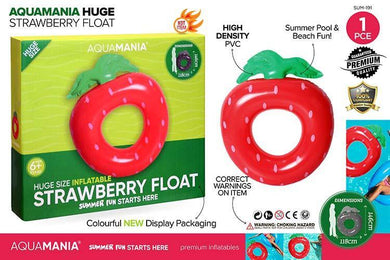 Inflatable Strawberry Swim Ring - 146cm x 118cm - The Base Warehouse