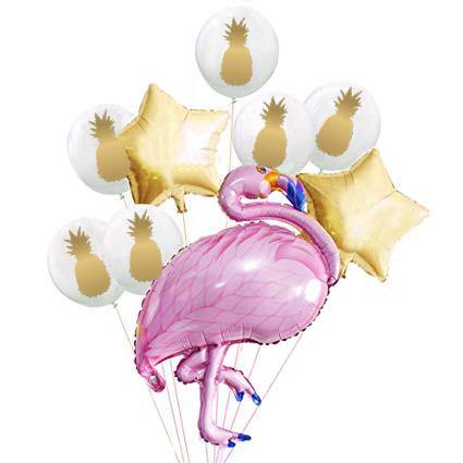 9 Pack Foil Flamingo Balloon Set - The Base Warehouse