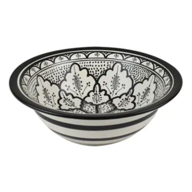 Black/White Aleah Ceramic Bowl - 28.5cm x 28.5cm x 9cm - The Base Warehouse