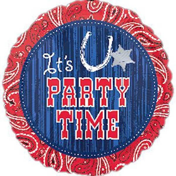 Its Party Time Cowboy Foil Balloon - 45cm - The Base Warehouse