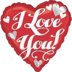 I Love You! White & Silver Script Foil Balloon - 71cm - The Base Warehouse