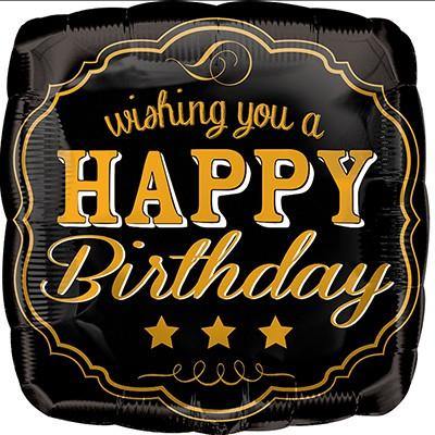 Wishing You A Happy Birthday Vintage Square Shaped Foil Balloon - 45cm