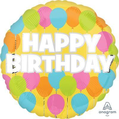 Happy Birthday Pastel Foil Balloon - 45cm | The Base Warehouse