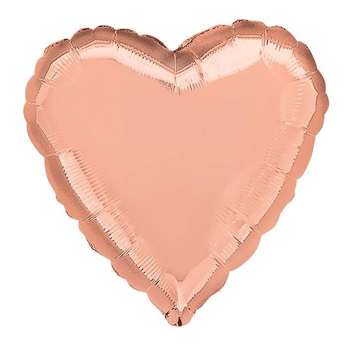 Rose Gold Heart Foil Balloon - 45cm - The Base Warehouse