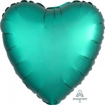 Turquoise Jade Satin Heart Foil Balloon - 45cm - The Base Warehouse