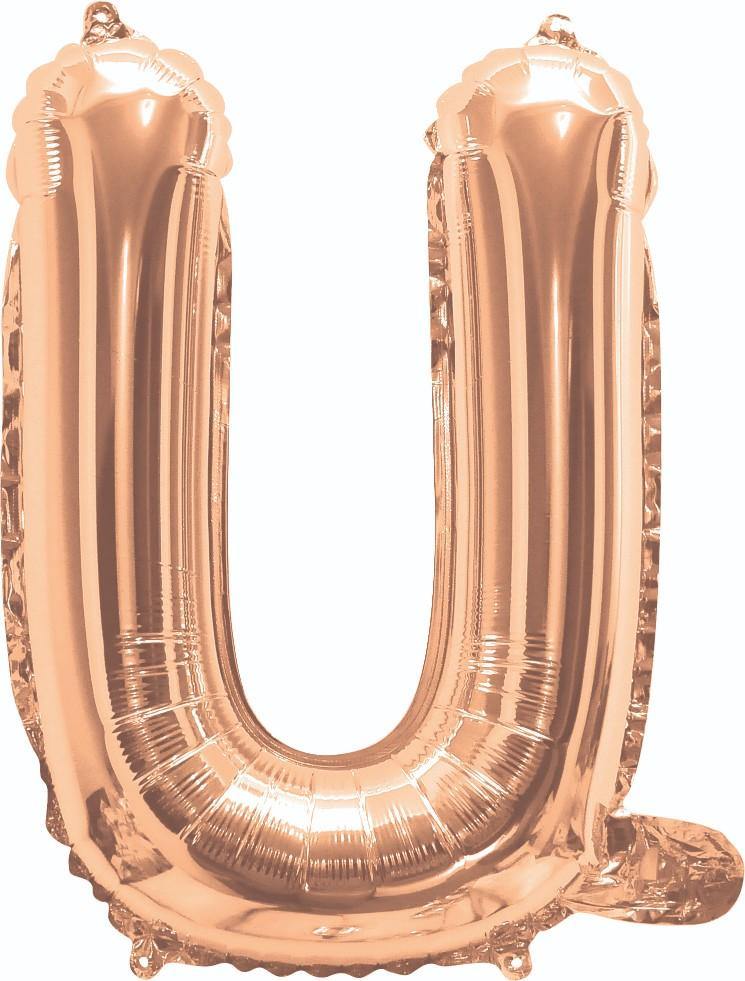 Rose Gold U Foil Balloon - 35cm - The Base Warehouse