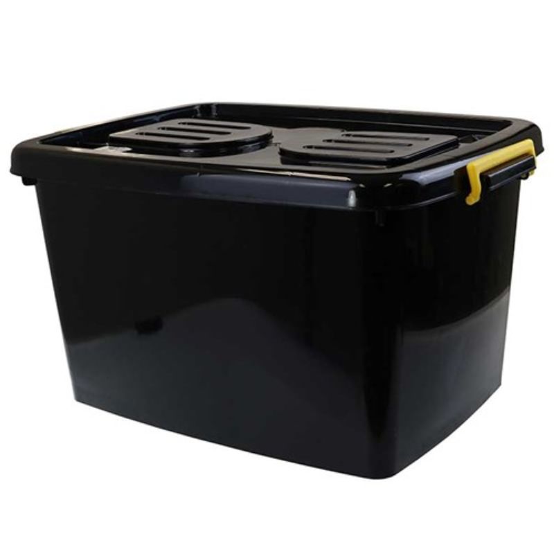 Black Heavy Duty Storage Box 90L - 69cm x 47cm x 40.5cm