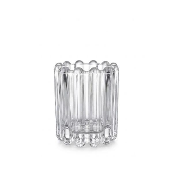 Clear Ribbed Candle Holder - 6.5x7.5cm