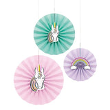 Load image into Gallery viewer, 3 Pack Assorted Unicorn Decals Decoration Paper Fans
