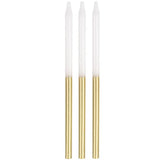 Load image into Gallery viewer, 12 Pack Metallic Gold &amp; White Candles 12.7cm
