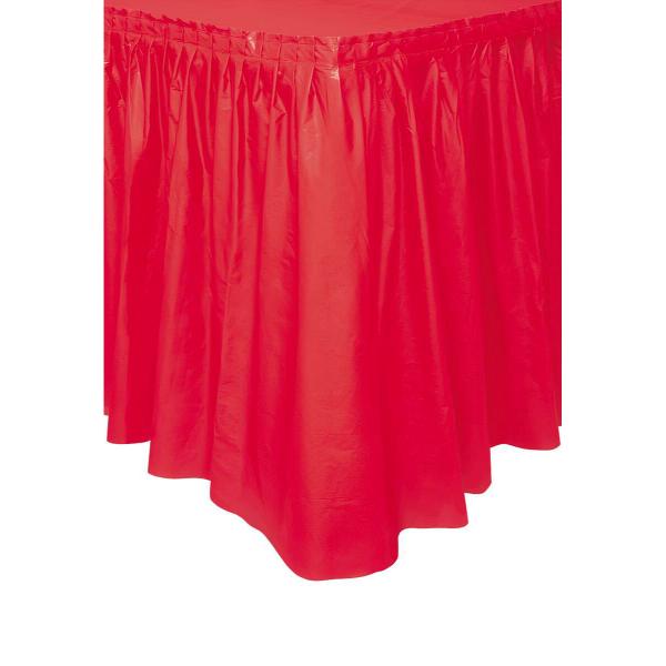 Ruby Red Plastic Table Skirt - 73cm x 430cm