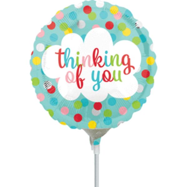 Thinking Of You Dots Foil Balloon On A Stick - 22cm