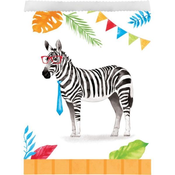 8 Pack Party Animals Assorted Paper Treat Bags