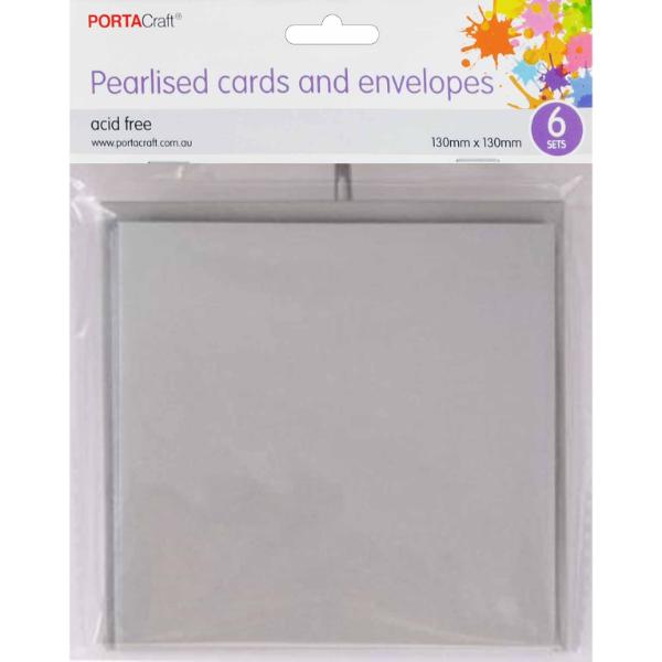 6 Pack Silver Pearlised Cards & Envelope
