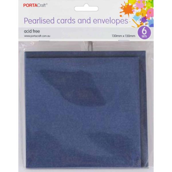 6 Pack Denim Pearlised Cards & Envelope