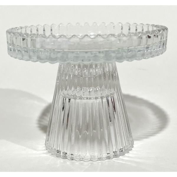 Ribbed Glass Candle Holder - 7.5cm