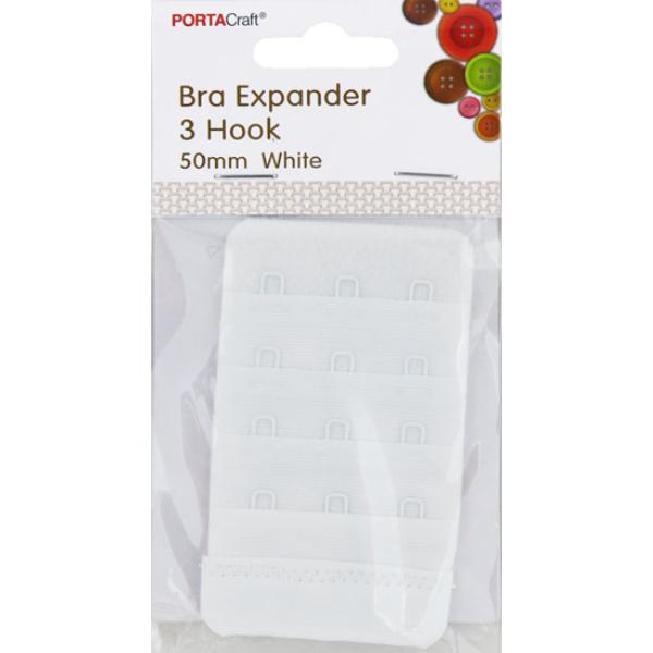 White Bra Expander With 3 Hooks - 50mm
