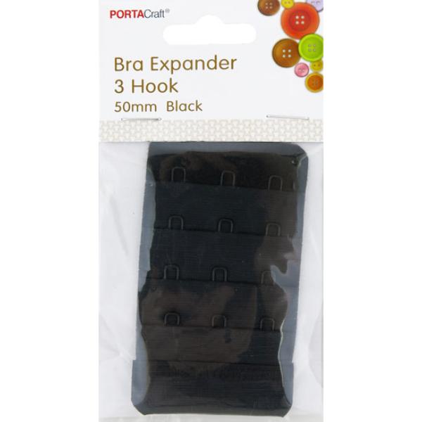 Black Bra Expander With 3 Hooks - 50mm