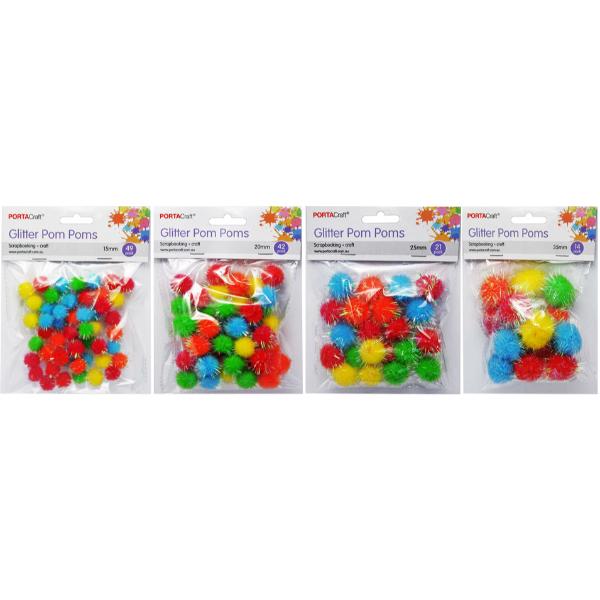 Assorted Bright Tinsel Pom Pom Set