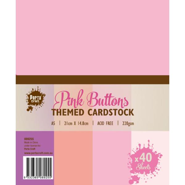 A5 Pink Buttons Colour Block Card - 40 Sheets