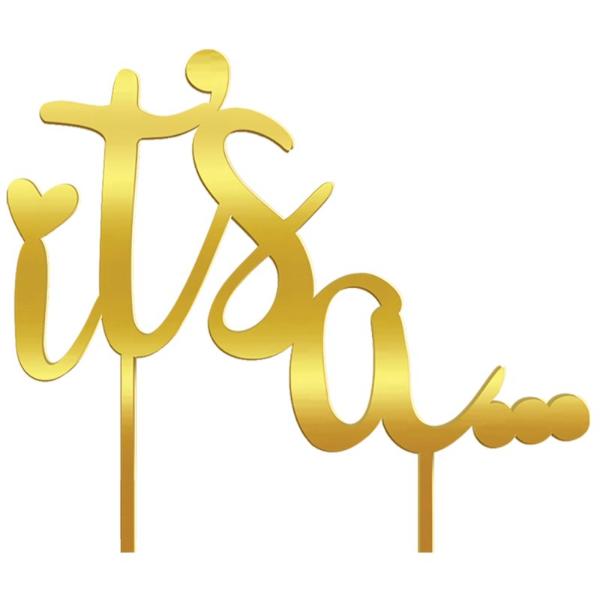 Gold The Big Reveal Its A… Cake Topper - 15cm x 16cm