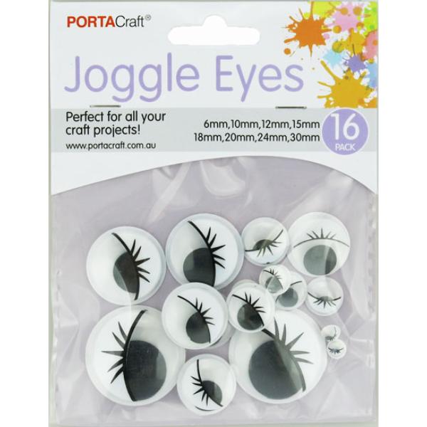 16 Piece Joggle Eyes With Eyelashes