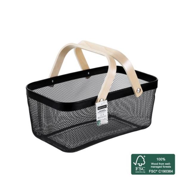 Black Mesh Basket With Handle - 40x25cm