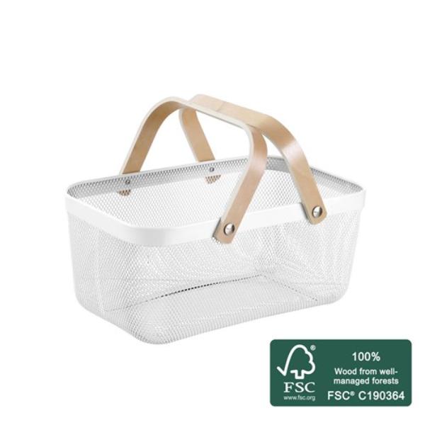 White Mesh Basket With Handle - 40x25cm