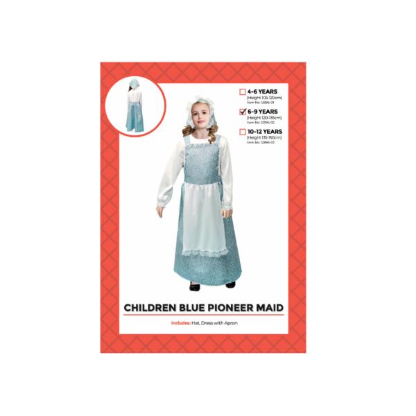 Children Blue Pioneer Maid Costume - 6 - 9 Years