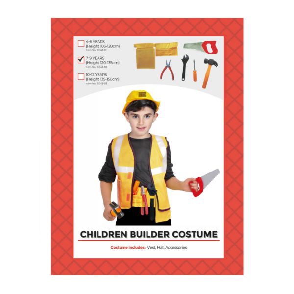 Kids Builder Costume - M (7 - 9 years)
