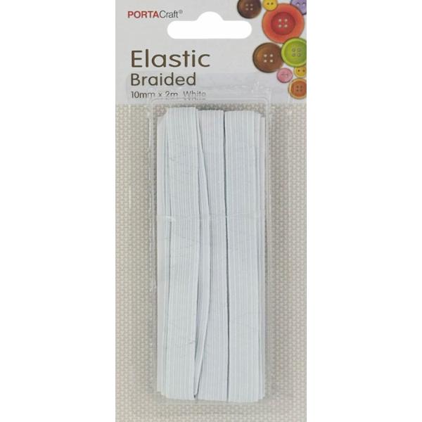 White Braided Elastic - 10mm x 2m