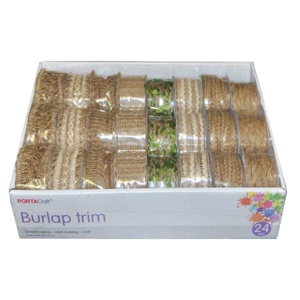 Assorted Burlap Trim Roll - 2m