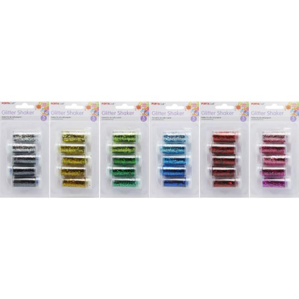 6 Pack Coarse Metallic Glitter Shaker - 3g