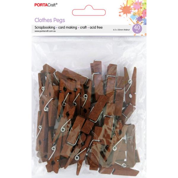 40 Pack Walnut Clothes Peg