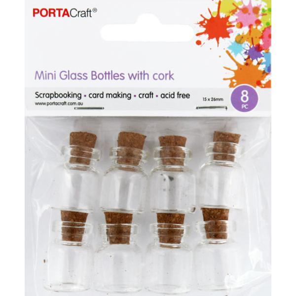 8 Pack Glass Jars With Cork Stoppers - 26mm
