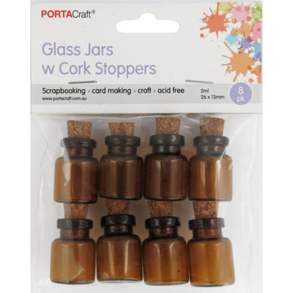 8 Pack Glass Jars With Cork Stoppers - 2ml