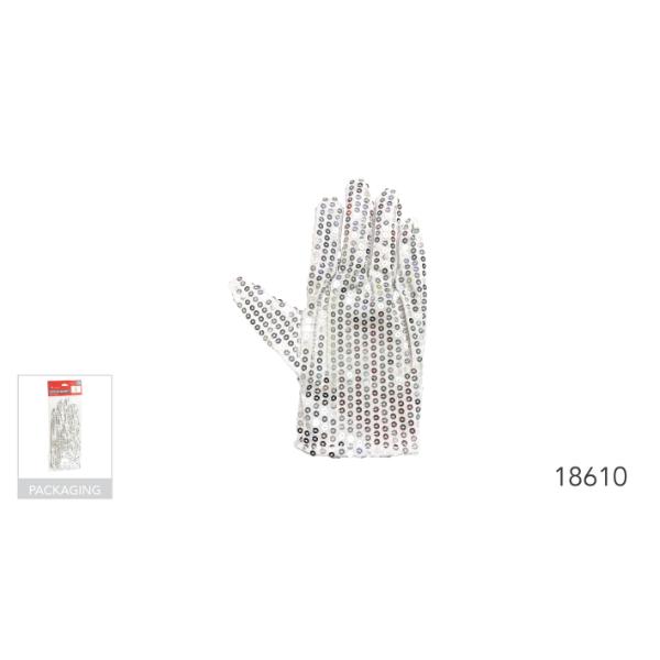 White Short Sequin Glove