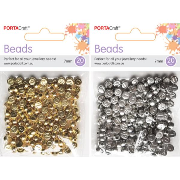 Metallic Alphabet Beads - 7mm