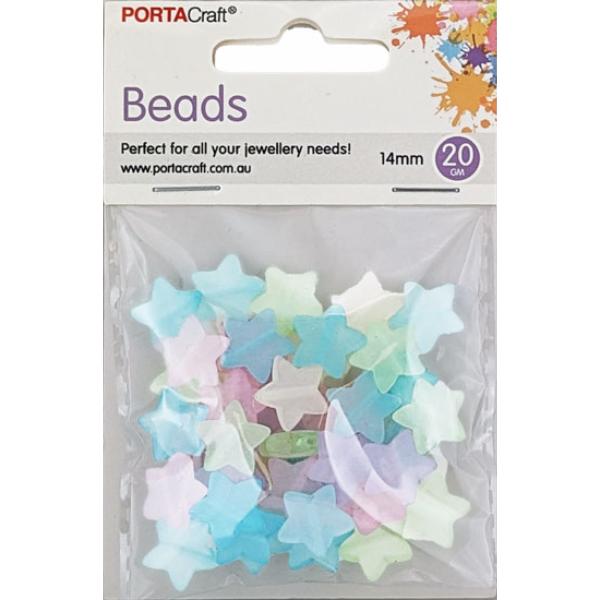 Pastel Frosted Jelly Star Beads - 14mm