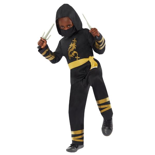 Gold Ninja Kids Costume - 4 - 6 Years