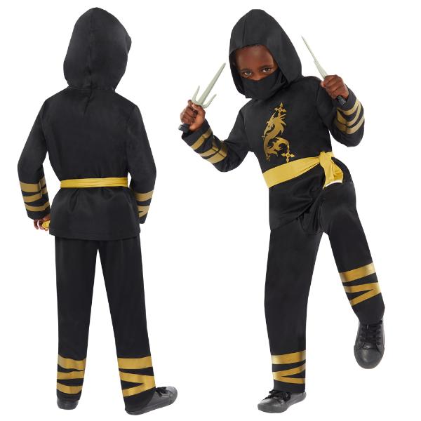 Gold Ninja Kids Costume - 8 - 10 Years