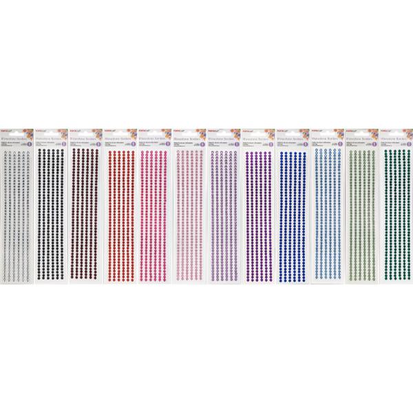 Assorted 6 Strip Coloured Rhinestone Borders