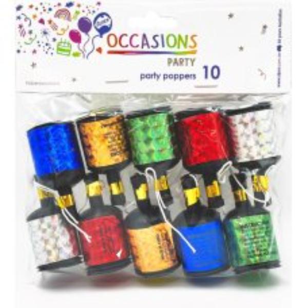 10 Pack Multi Party Poppers