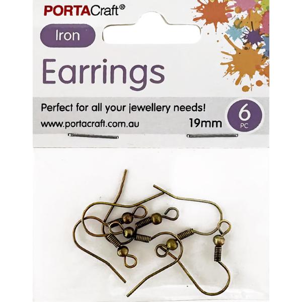 6 Pack Iron Brass Earring Hooks
