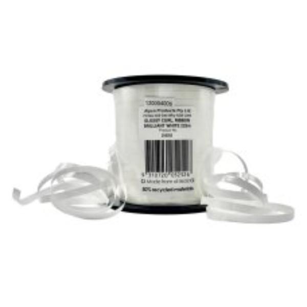 Glossy White Curling Ribbon - 225m