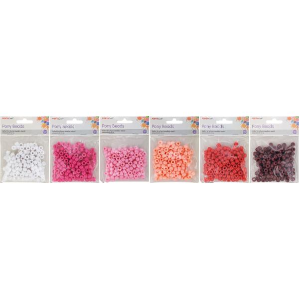 150 Pack Pink & Red Pony Beads
