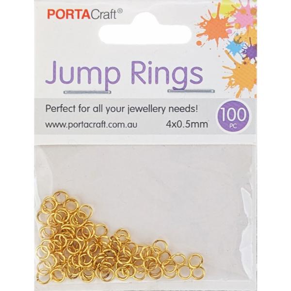 100 Pack Golden Jump Rings - 4x0.5mm