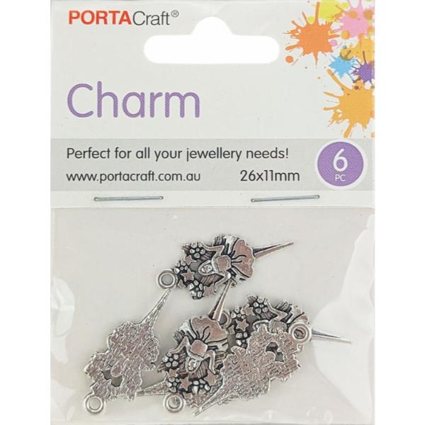 6 Piece Silver Fairy Charm Pendants