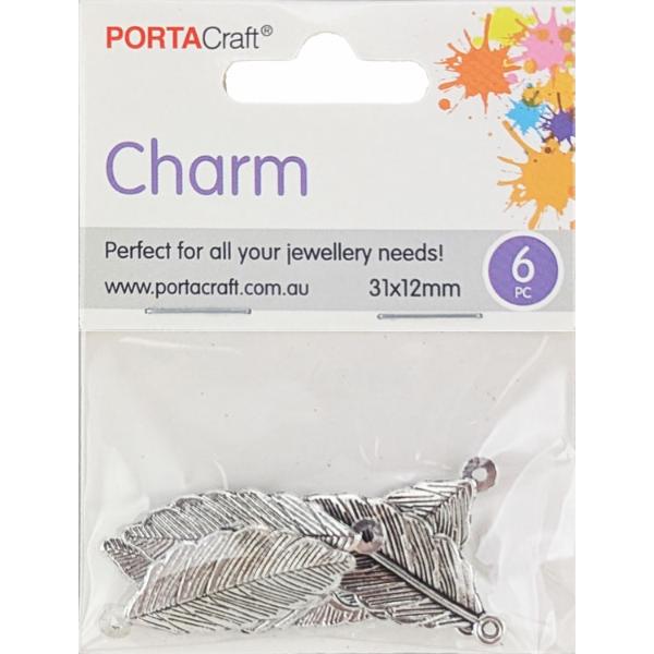 6 Pack Silver Leaf Charms