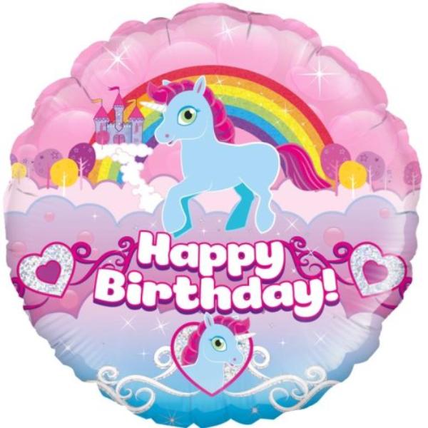 Happy Birthday Rainbow Unicorn Foil Balloon - 18in